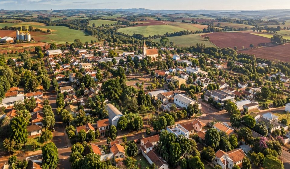 Panorama editorial de Paranacity e sua paisagem no noroeste do Paraná